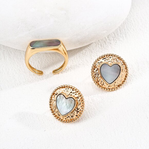 🖤 Artisan Original Design Vintage Black Mother of Pearl Heart Studs | S925 - Picture 6 of 11